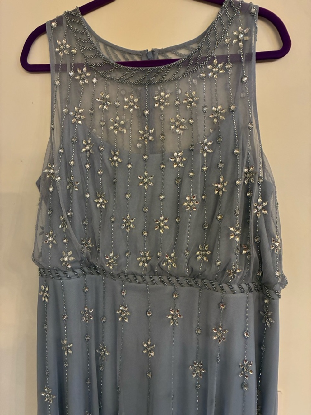 Mac Duggal Sleeveless Embellished Midi Dress - Light Blue NWT